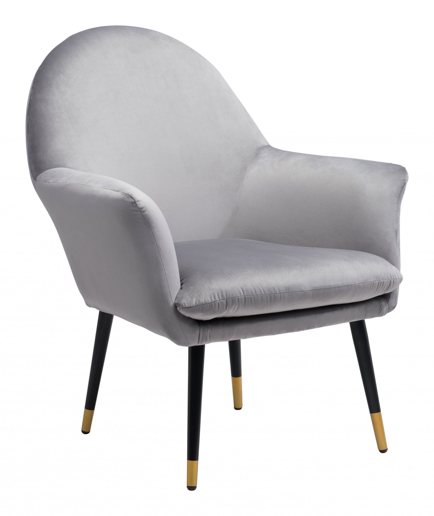 30" Gray And Gold Velvet Arm Chair By Homeroots | Armchairs | Modishstore - 2