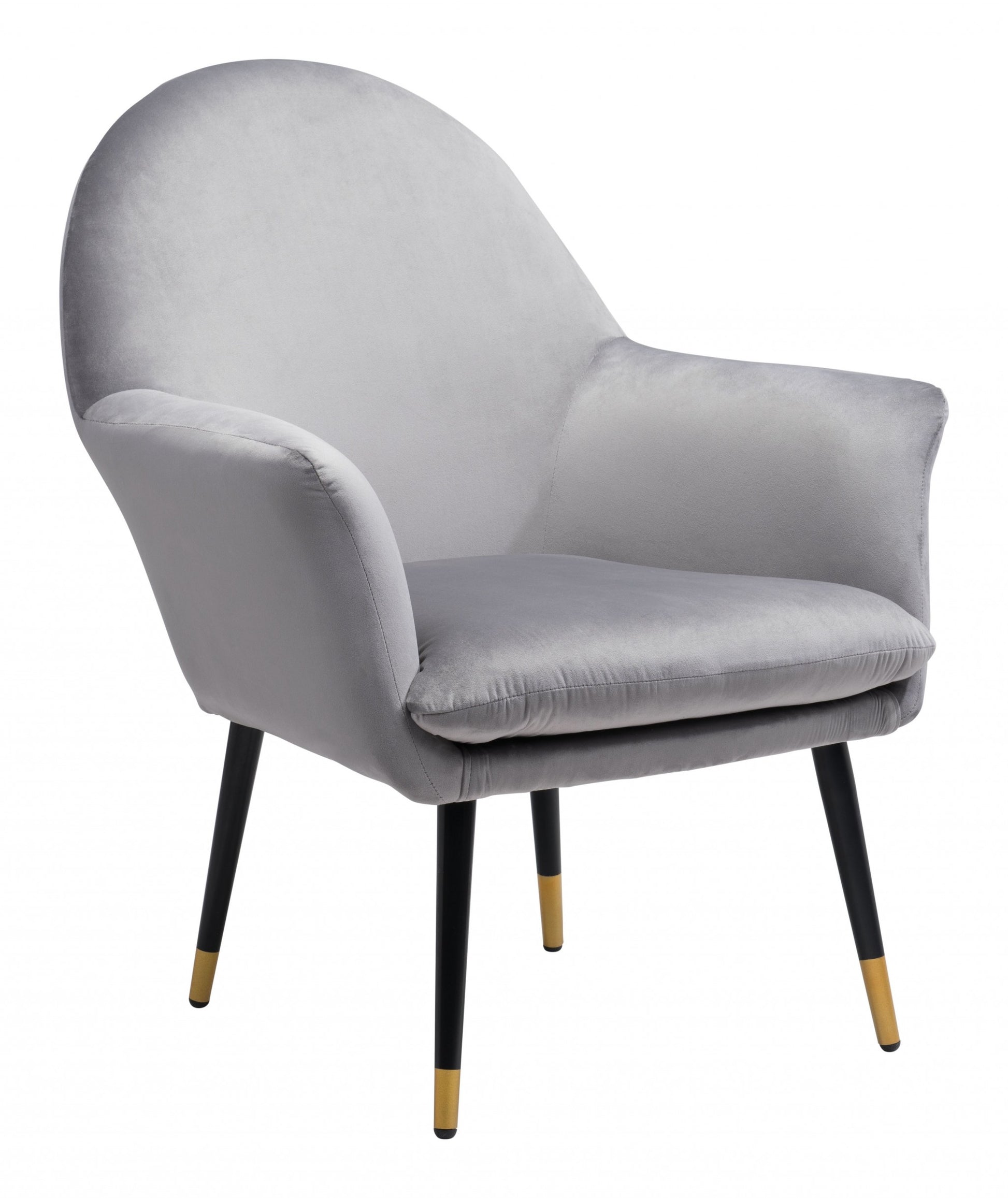 30" Gray And Gold Velvet Arm Chair By Homeroots | Armchairs | Modishstore - 2