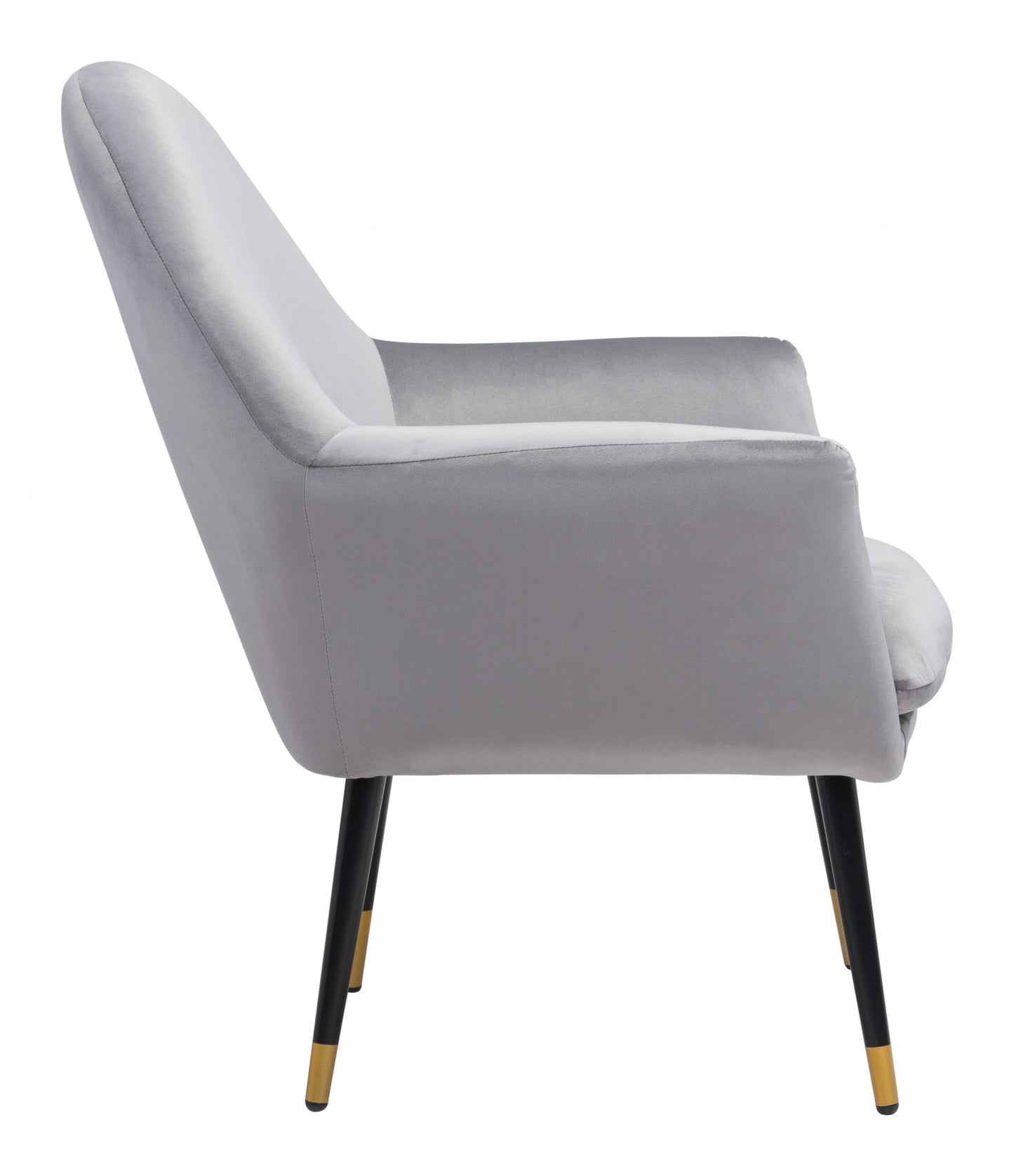 30" Gray And Gold Velvet Arm Chair By Homeroots | Armchairs | Modishstore - 3