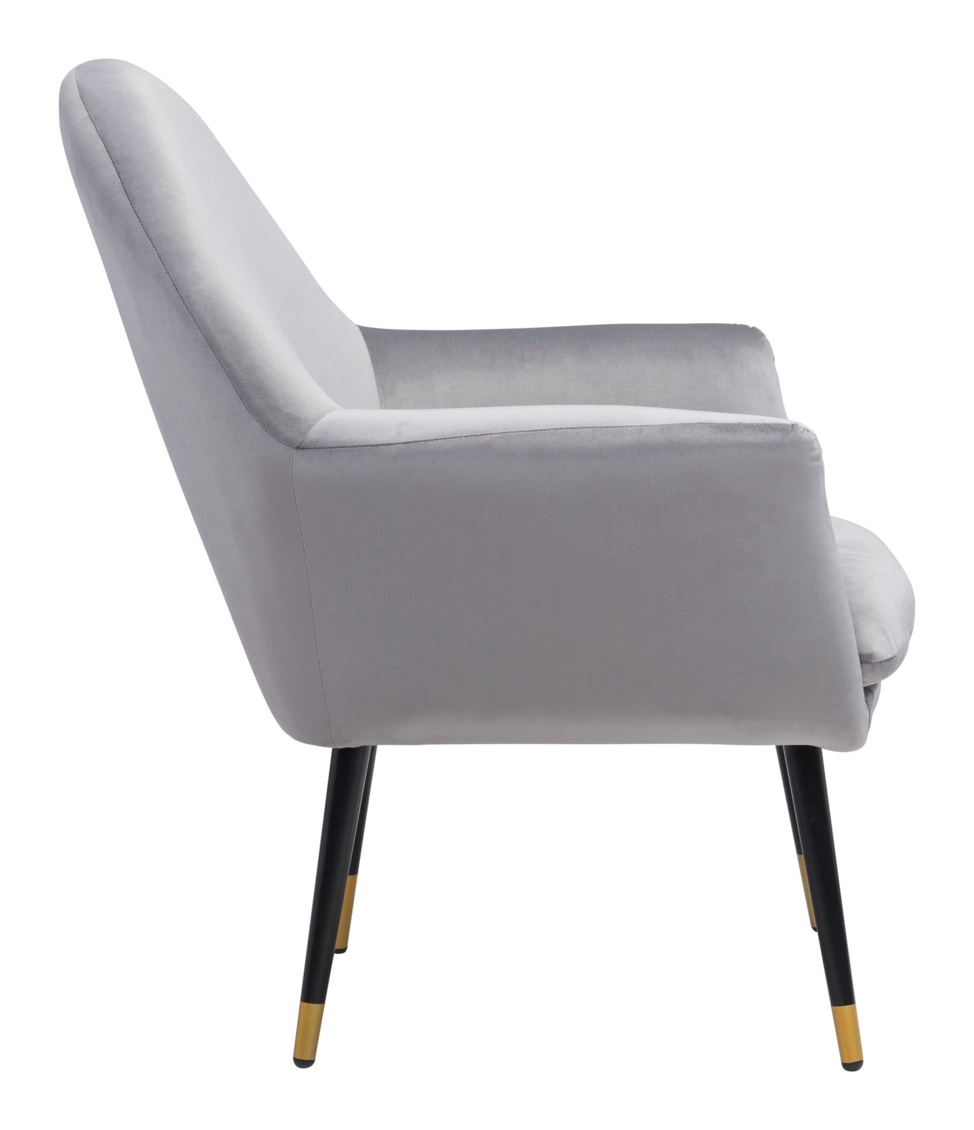 30" Gray And Gold Velvet Arm Chair By Homeroots | Armchairs | Modishstore - 3