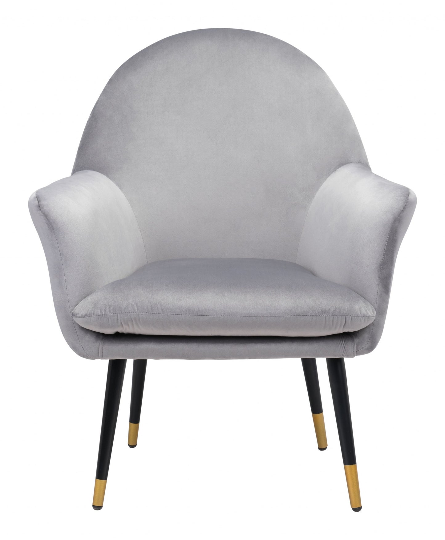 30" Gray And Gold Velvet Arm Chair By Homeroots | Armchairs | Modishstore - 4