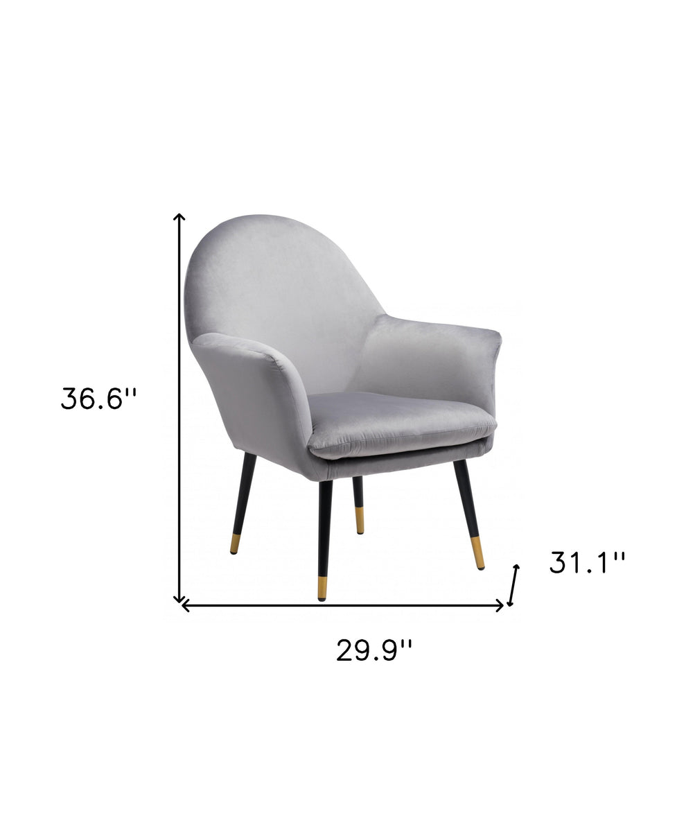 30" Gray And Gold Velvet Arm Chair By Homeroots | Armchairs | Modishstore - 8