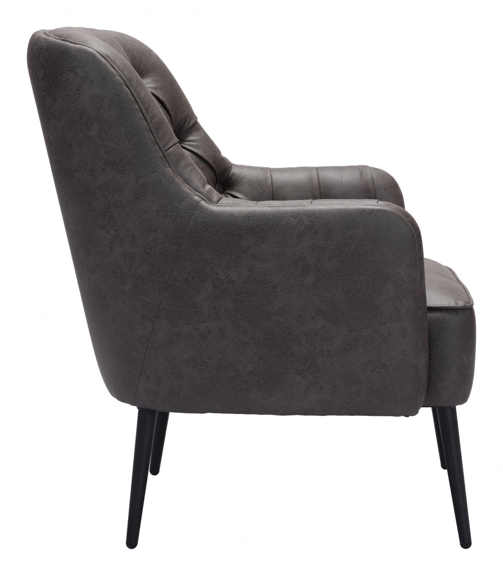 29" Black Faux Leather And Gold Tufted Arm Chair By Homeroots | Armchairs | Modishstore - 3