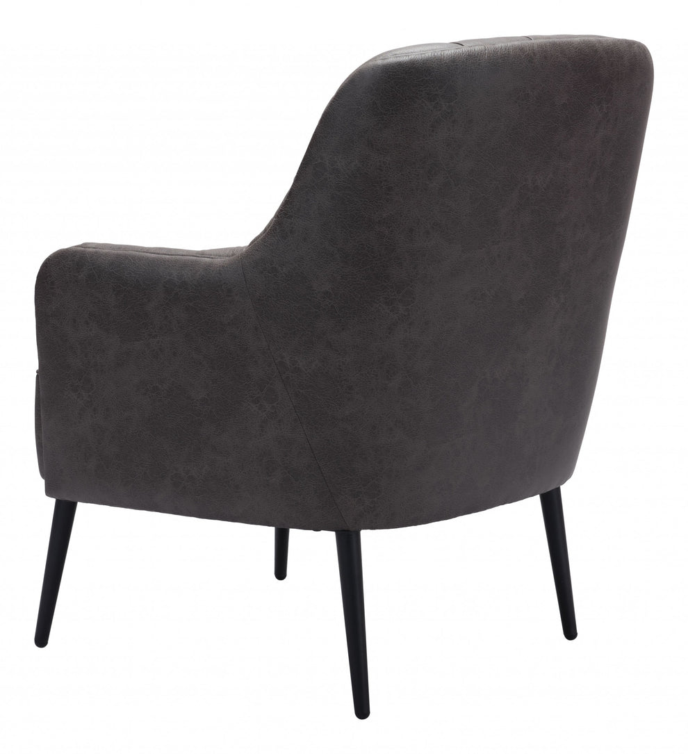 29" Black Faux Leather And Gold Tufted Arm Chair By Homeroots | Armchairs | Modishstore - 6