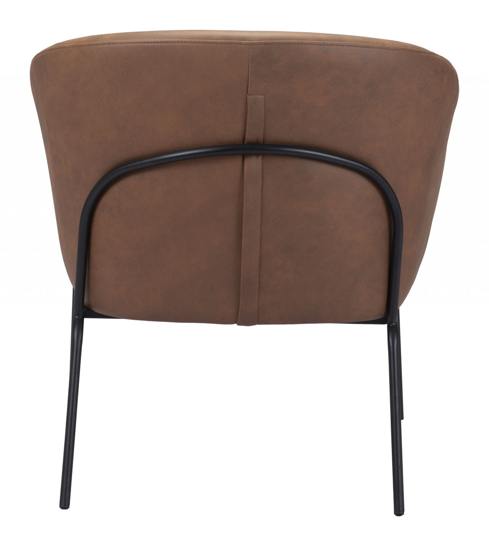 28" Brown Faux Leather And Gold Arm Chair By Homeroots | Armchairs | Modishstore - 5
