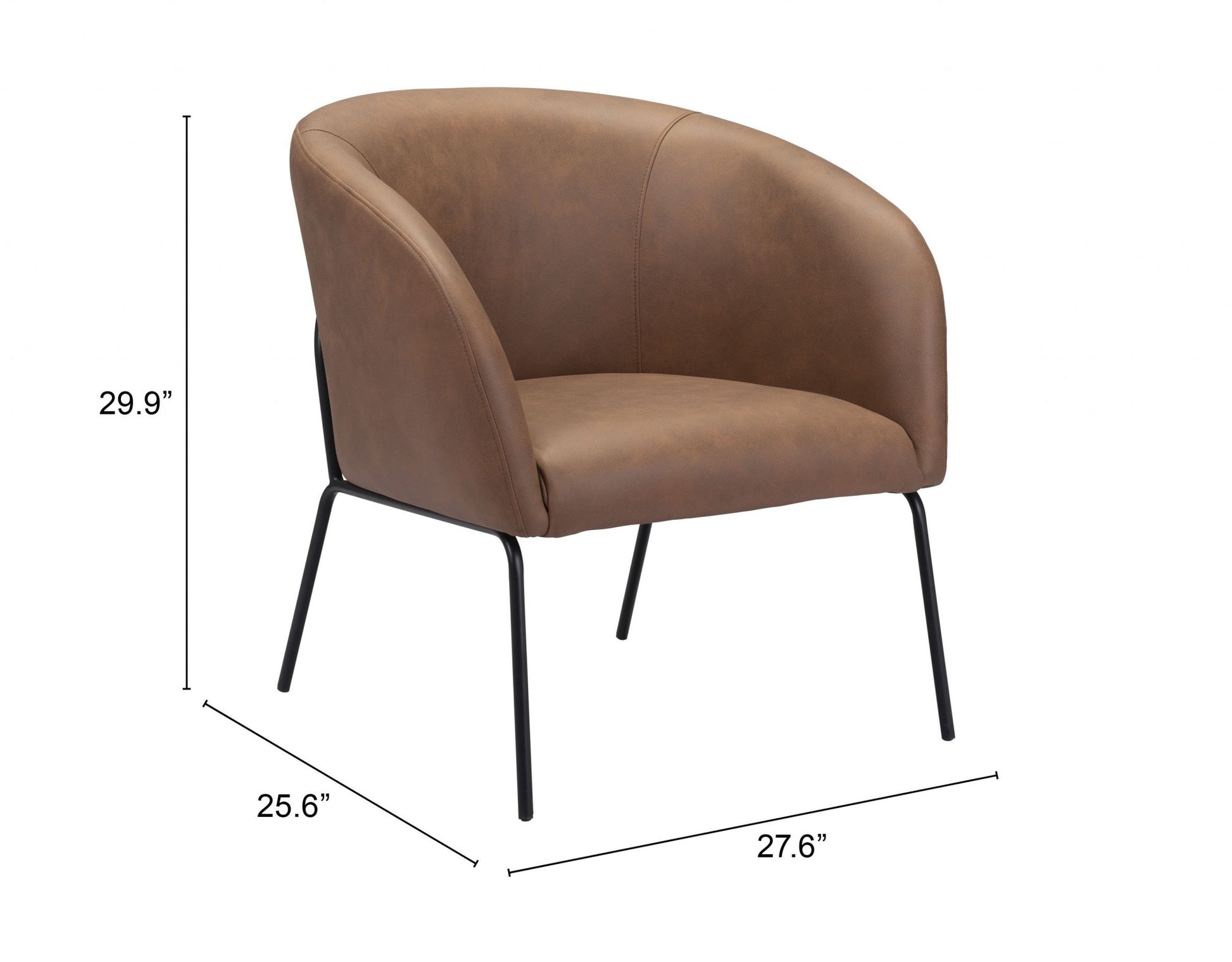 28" Brown Faux Leather And Gold Arm Chair By Homeroots | Armchairs | Modishstore - 8