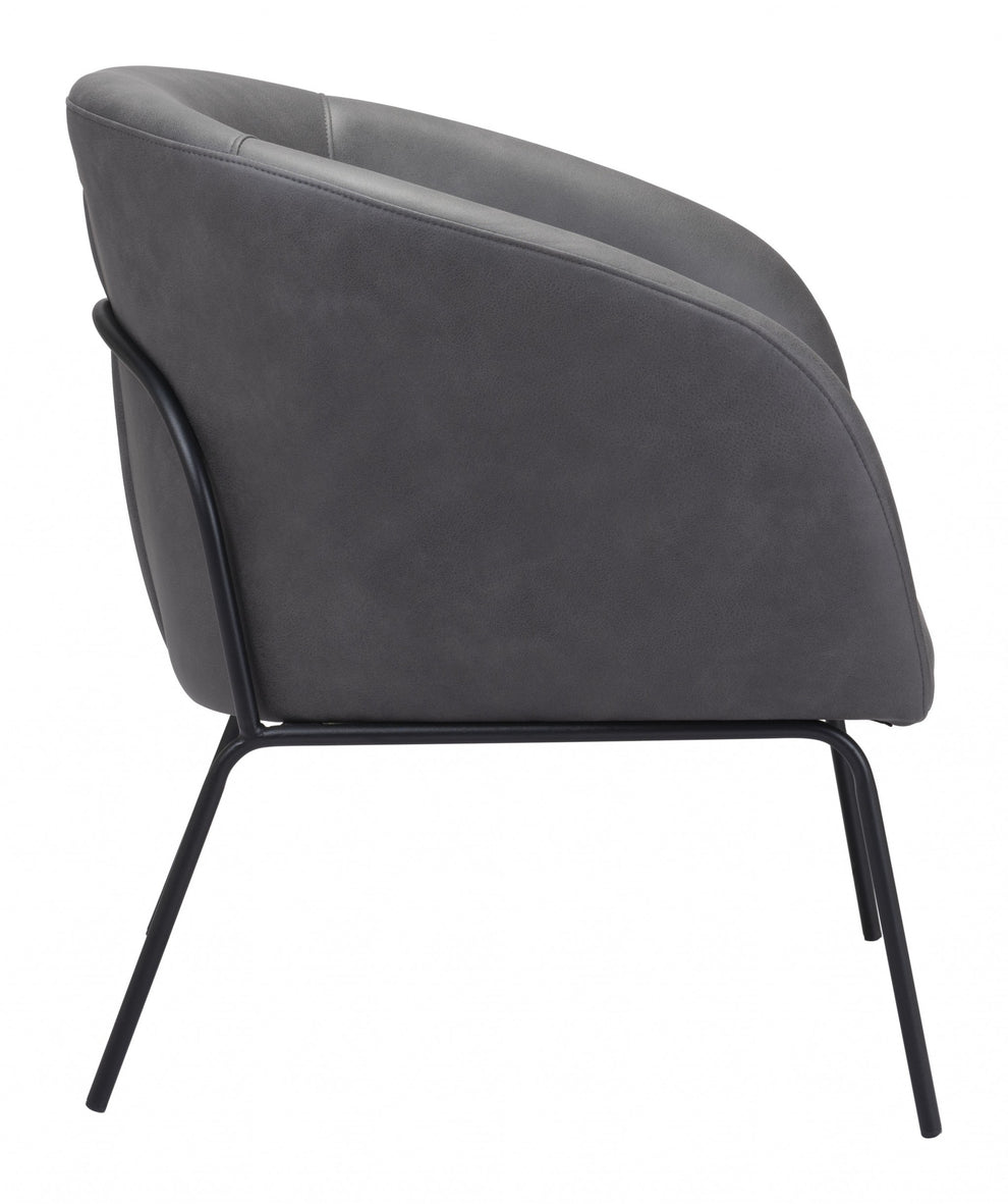 28" Grey Faux Leather And Gold Arm Chair By Homeroots | Armchairs | Modishstore - 3