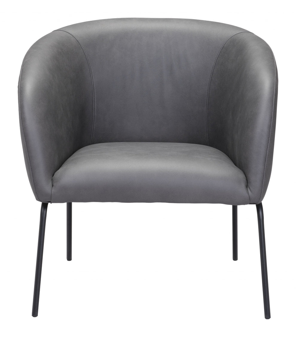 28" Grey Faux Leather And Gold Arm Chair By Homeroots | Armchairs | Modishstore - 4