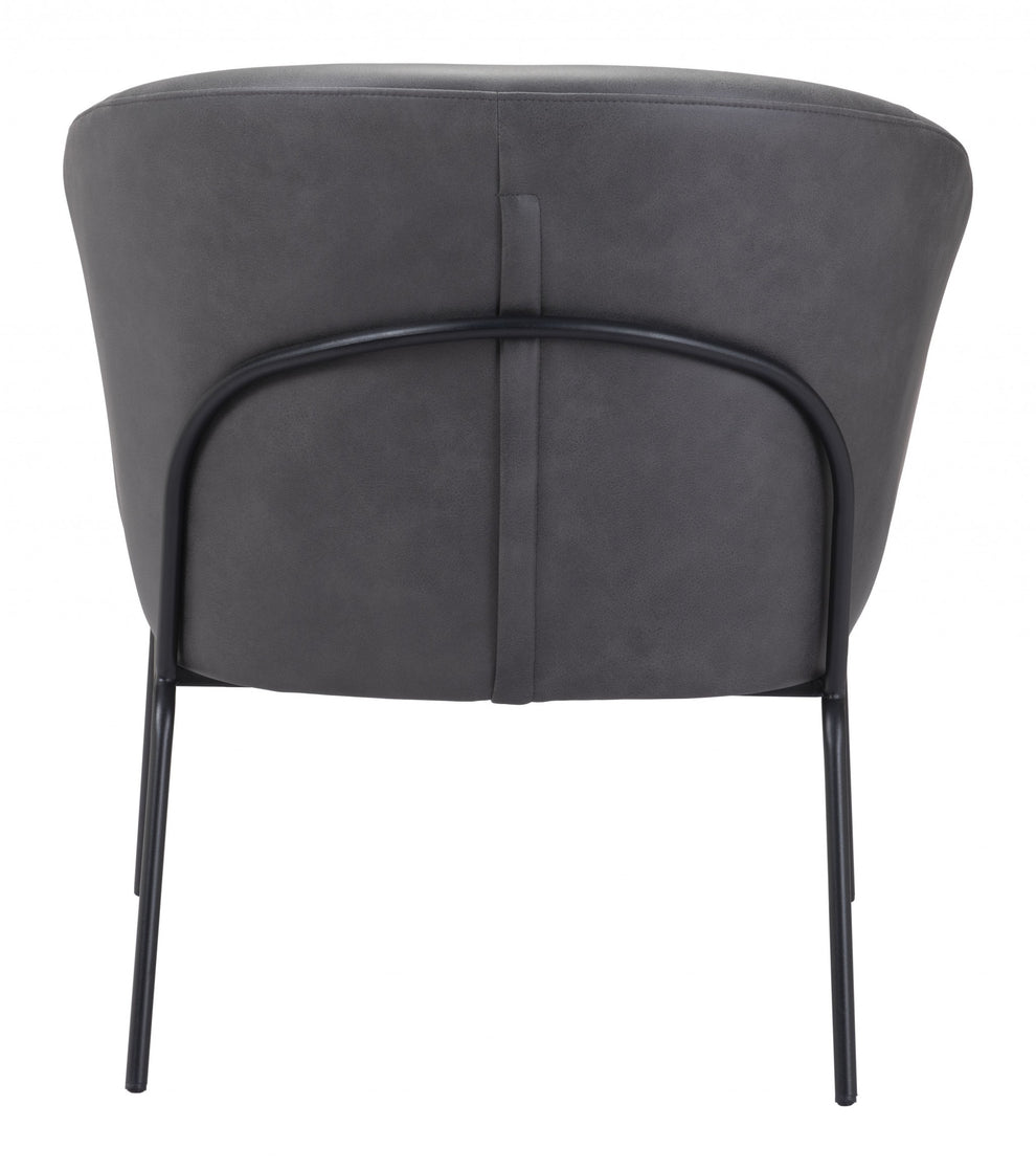 28" Grey Faux Leather And Gold Arm Chair By Homeroots | Armchairs | Modishstore - 5