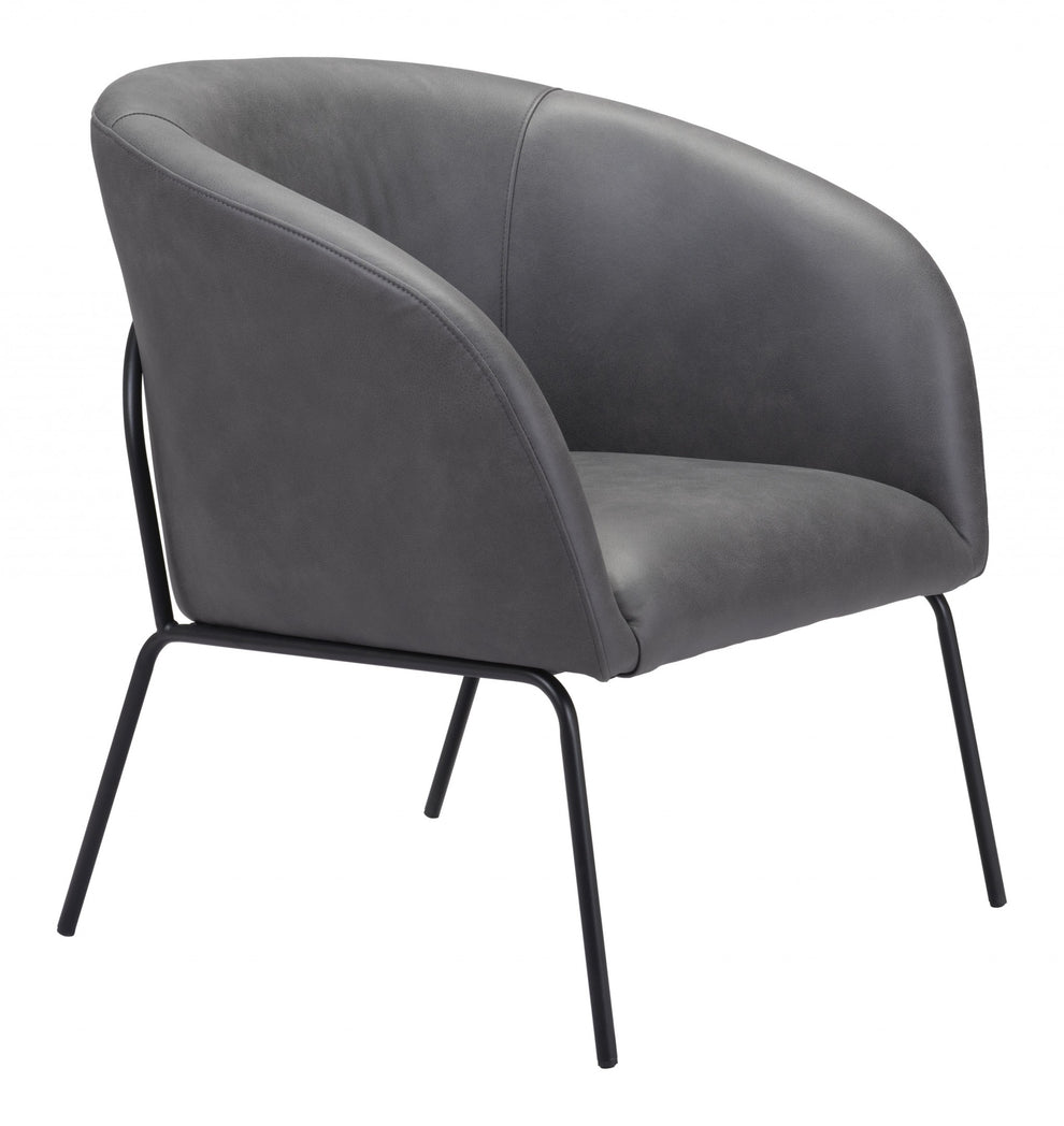 28" Grey Faux Leather And Gold Arm Chair By Homeroots | Armchairs | Modishstore - 6