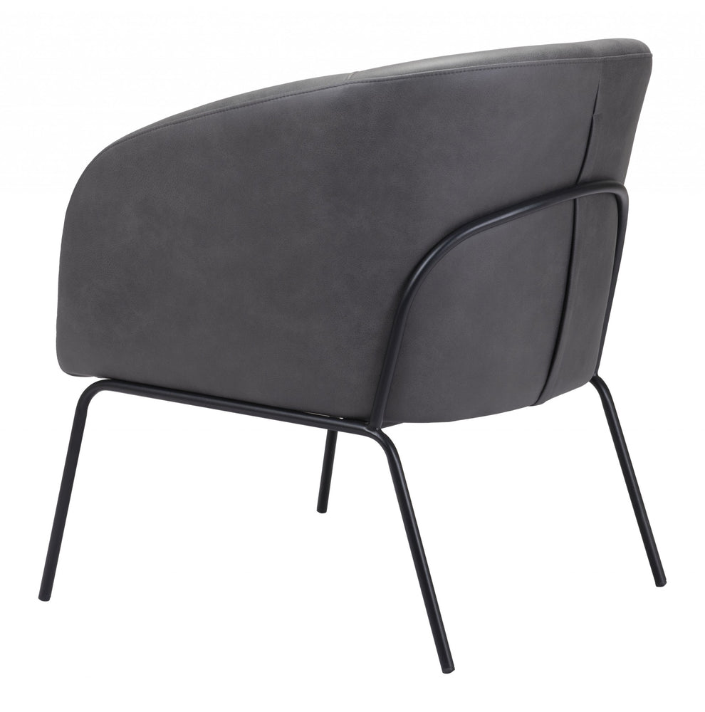 28" Grey Faux Leather And Gold Arm Chair By Homeroots | Armchairs | Modishstore - 7