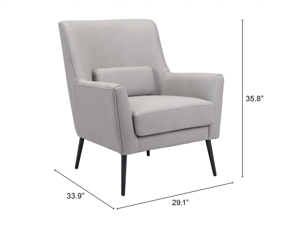 29" Grey Faux Leather And Black Arm Chair By Homeroots | Armchairs | Modishstore - 8
