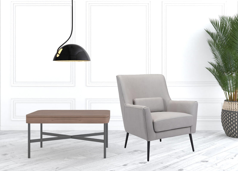 29" Grey Faux Leather And Black Arm Chair By Homeroots | Armchairs | Modishstore