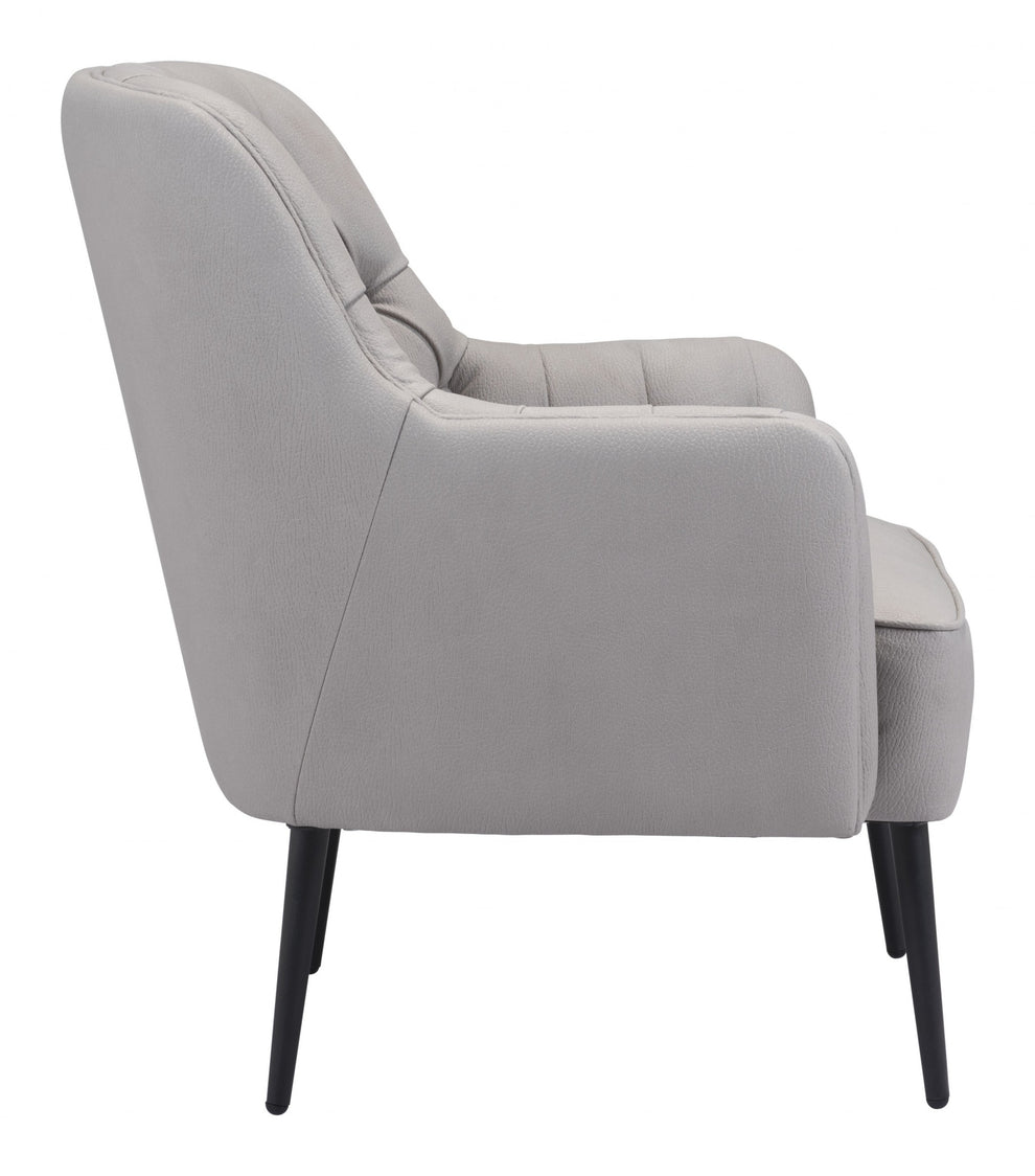 29" Grey Faux Leather And Black Tufted Arm Chair By Homeroots | Armchairs | Modishstore - 2