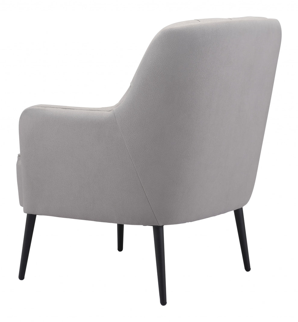 29" Grey Faux Leather And Black Tufted Arm Chair By Homeroots | Armchairs | Modishstore - 5