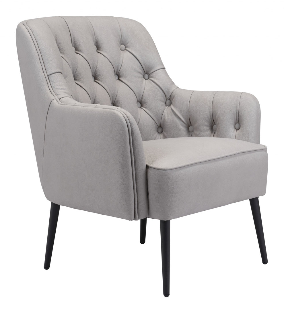 29" Grey Faux Leather And Black Tufted Arm Chair By Homeroots | Armchairs | Modishstore - 6