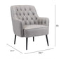 29" Grey Faux Leather And Black Tufted Arm Chair By Homeroots