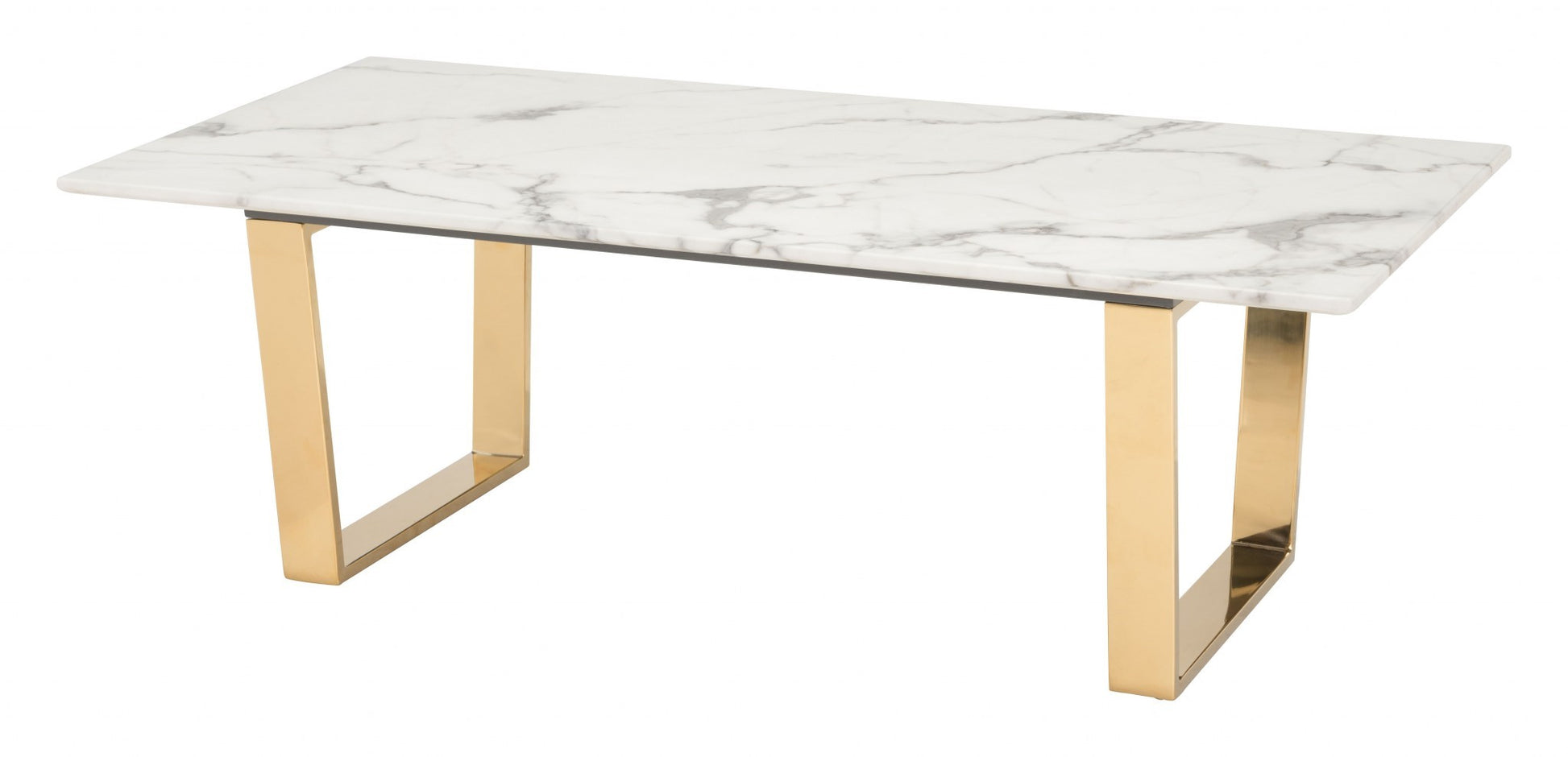 Designer's Choice White Faux Marble and Gold Coffee Table By Homeroots | Coffee Tables | Modishstore - 4