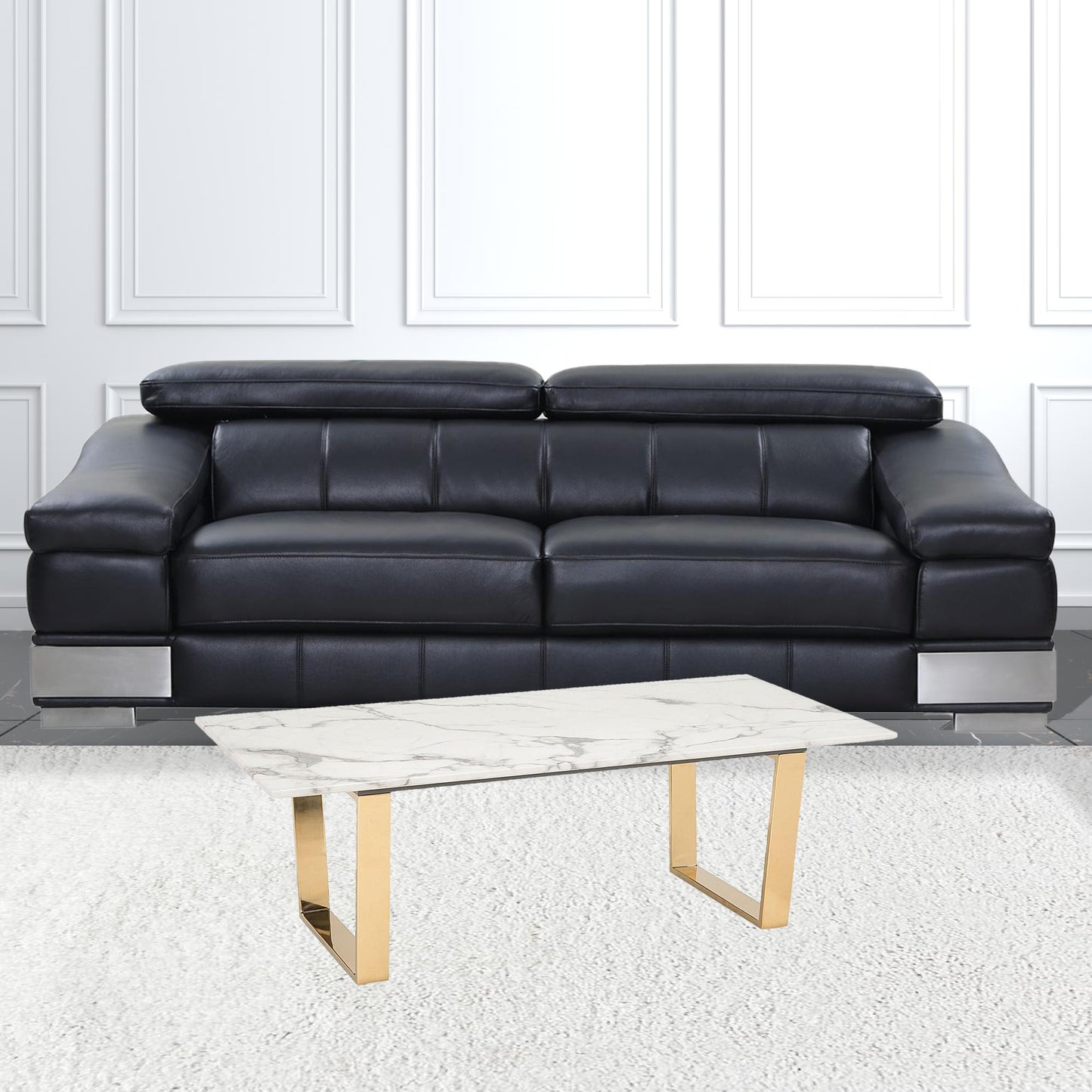 Designer's Choice White Faux Marble and Gold Coffee Table By Homeroots | Coffee Tables | Modishstore - 6