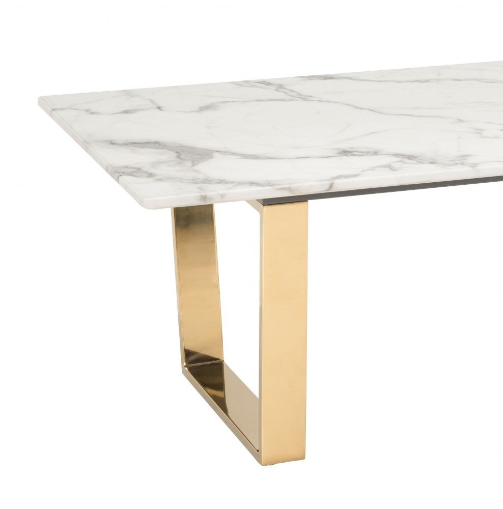 Designer's Choice White Faux Marble and Gold Coffee Table By Homeroots | Coffee Tables | Modishstore - 5