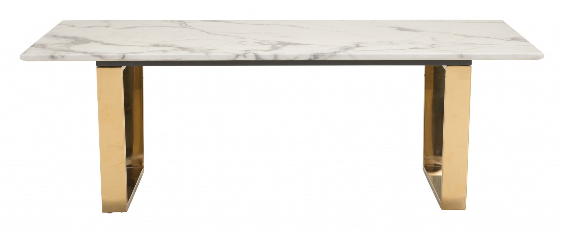 Designer's Choice White Faux Marble and Gold Coffee Table By Homeroots | Coffee Tables | Modishstore - 3