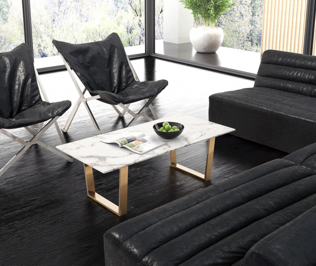 Designer's Choice White Faux Marble and Gold Coffee Table By Homeroots | Coffee Tables | Modishstore - 8