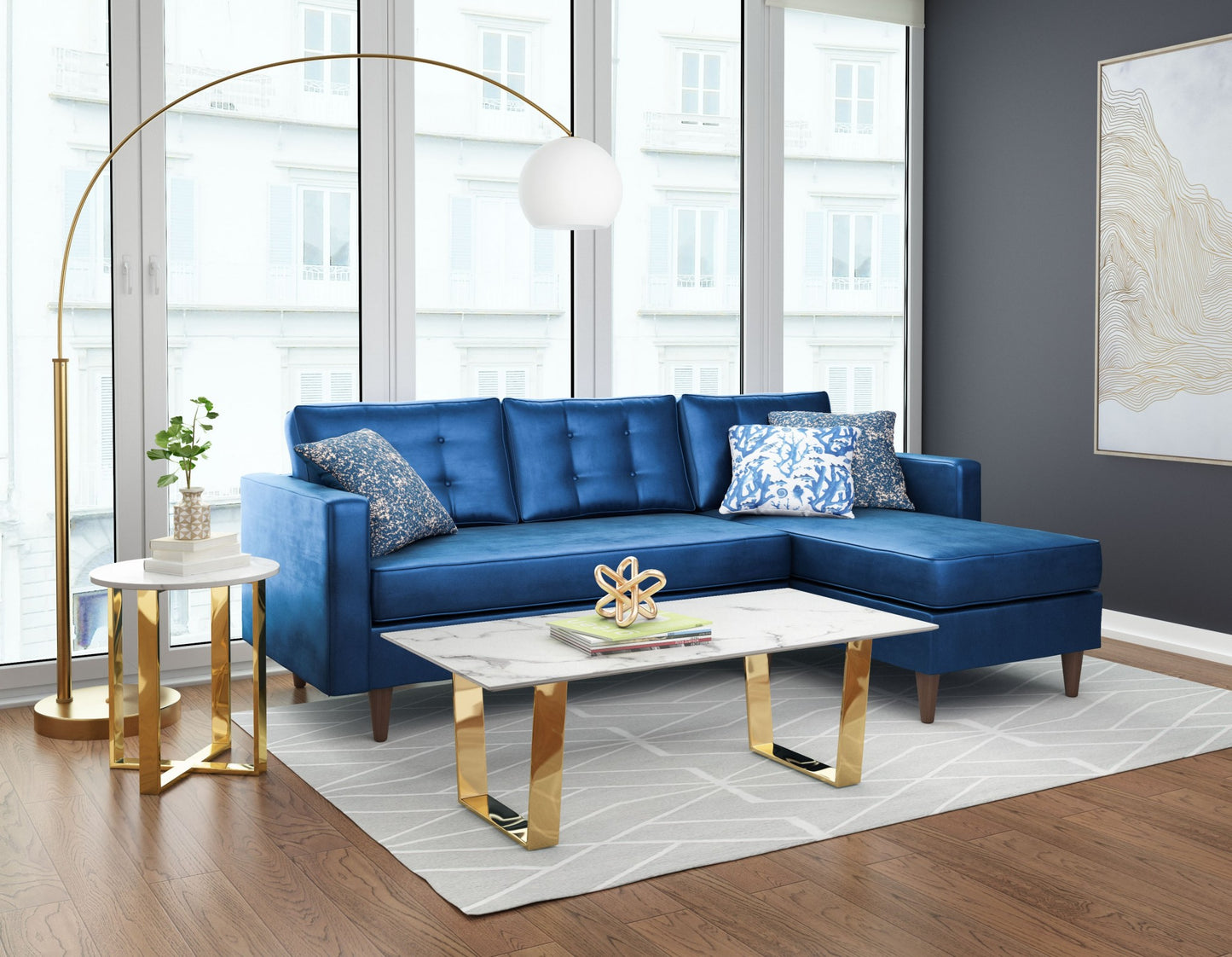 Designer's Choice White Faux Marble and Gold Coffee Table By Homeroots | Coffee Tables | Modishstore - 9