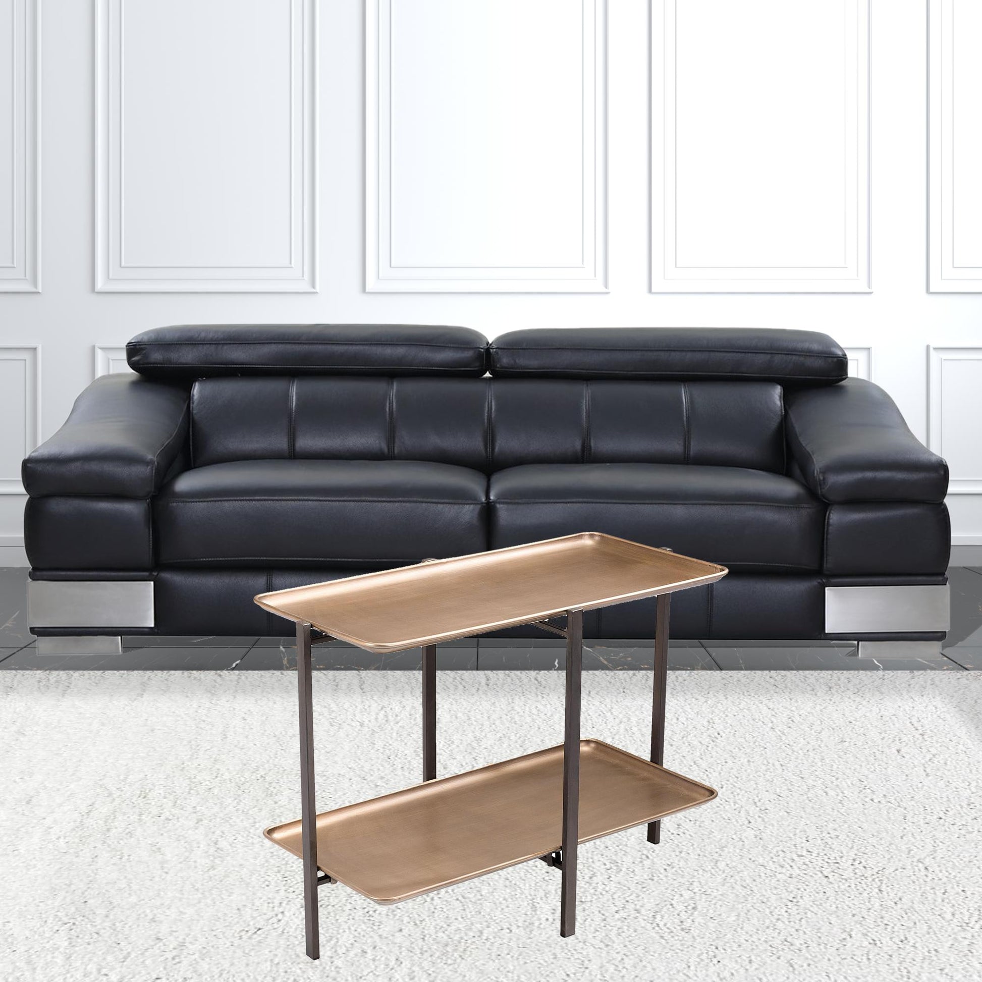 33" Black And Gold Two Level Rectangular Coffee Table By Homeroots | Coffee Tables | Modishstore - 7