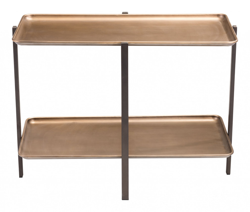 33" Black And Gold Two Level Rectangular Coffee Table By Homeroots | Coffee Tables | Modishstore - 5