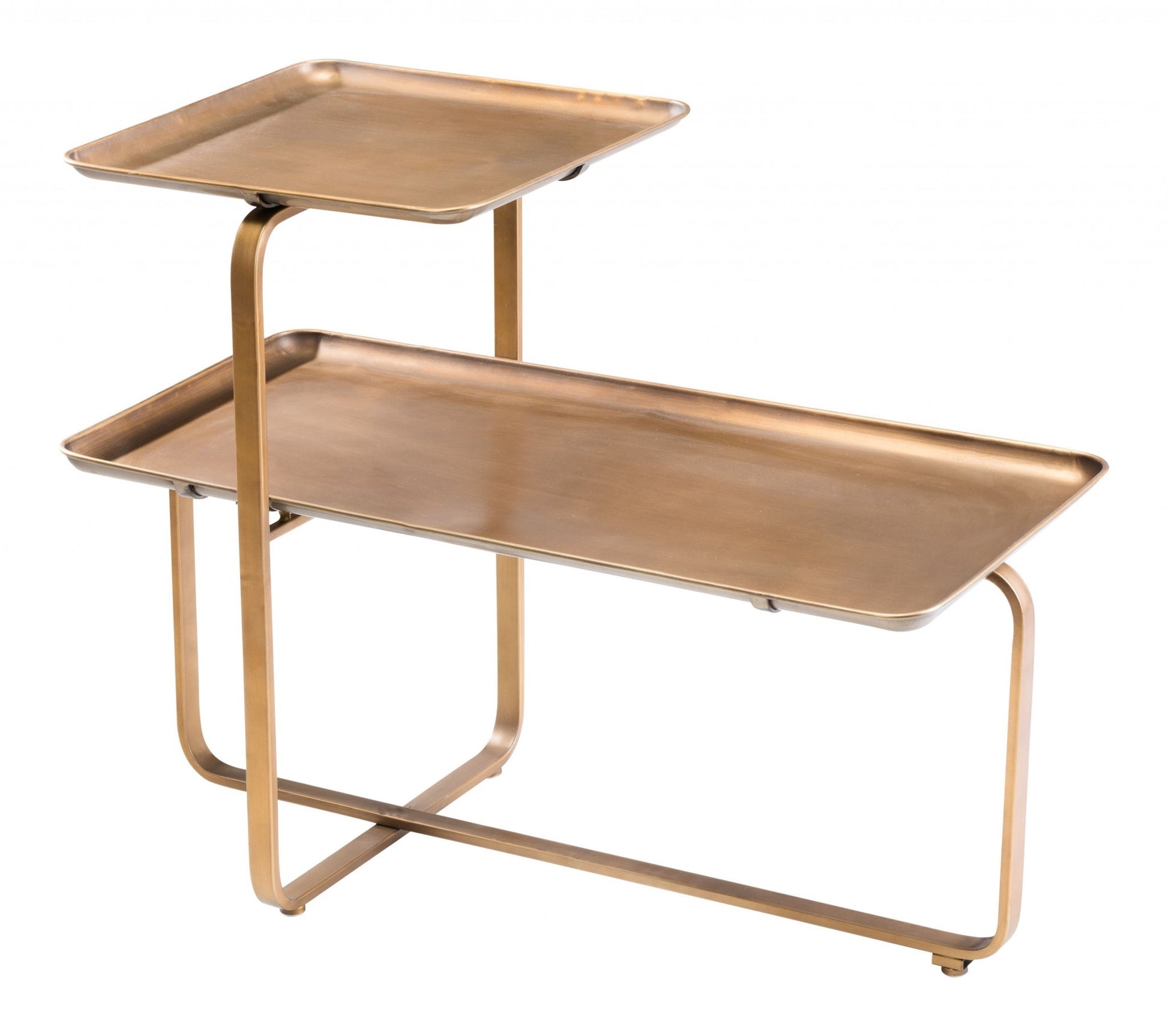 31" Gold Square and Rectangular Two Level Coffee Table By Homeroots | Coffee Tables | Modishstore - 7