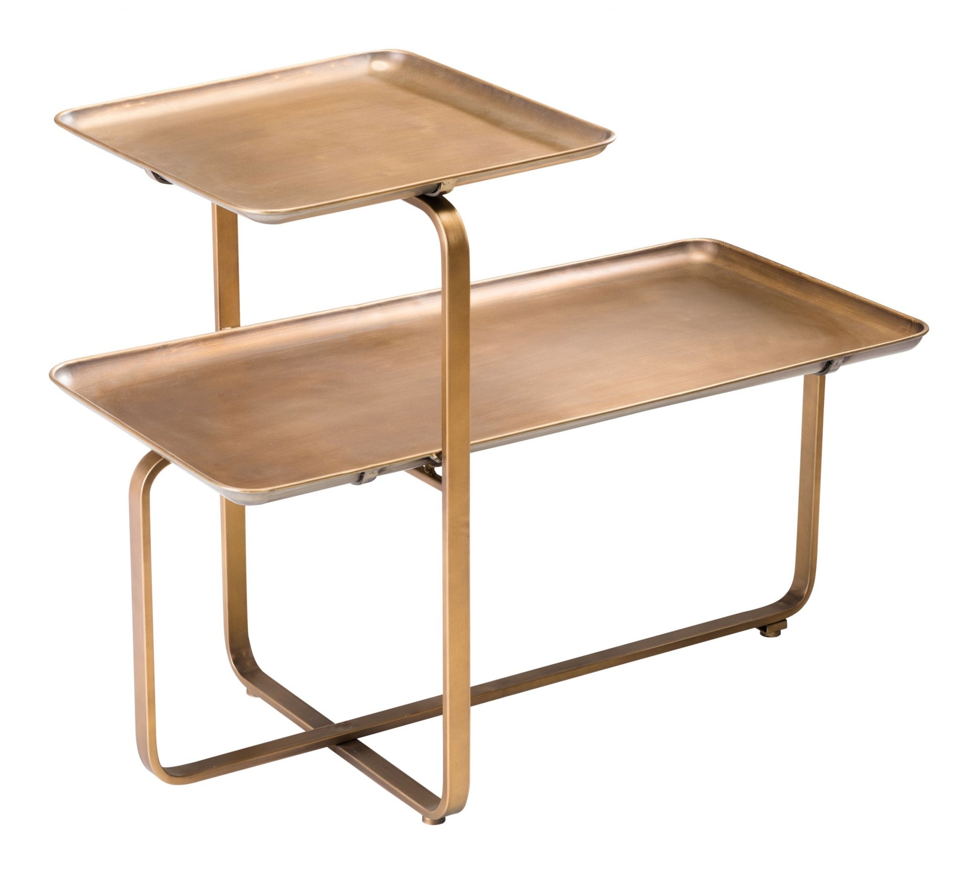 31" Gold Square and Rectangular Two Level Coffee Table By Homeroots | Coffee Tables | Modishstore - 5