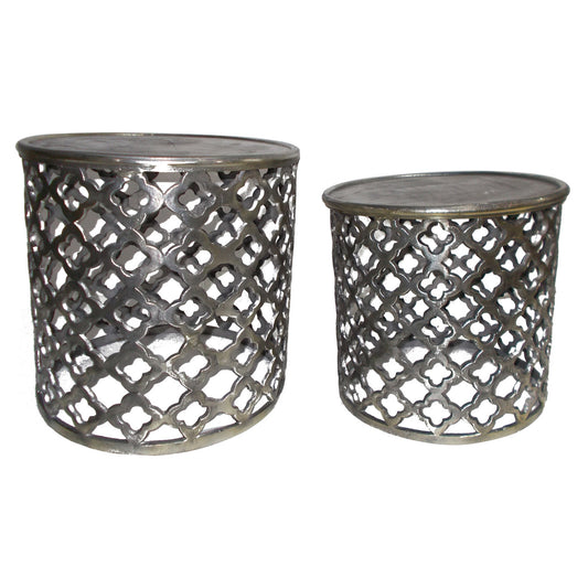 A&B Home Round Aluminum Tables - Set Of 2 | Nesting Tables | Modishstore
