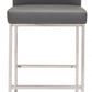 43" Gray Faux Leather And Chrome Low Back Bar Height Chair With Footrest By Homeroots | Bar Stools | Modishstore - 4