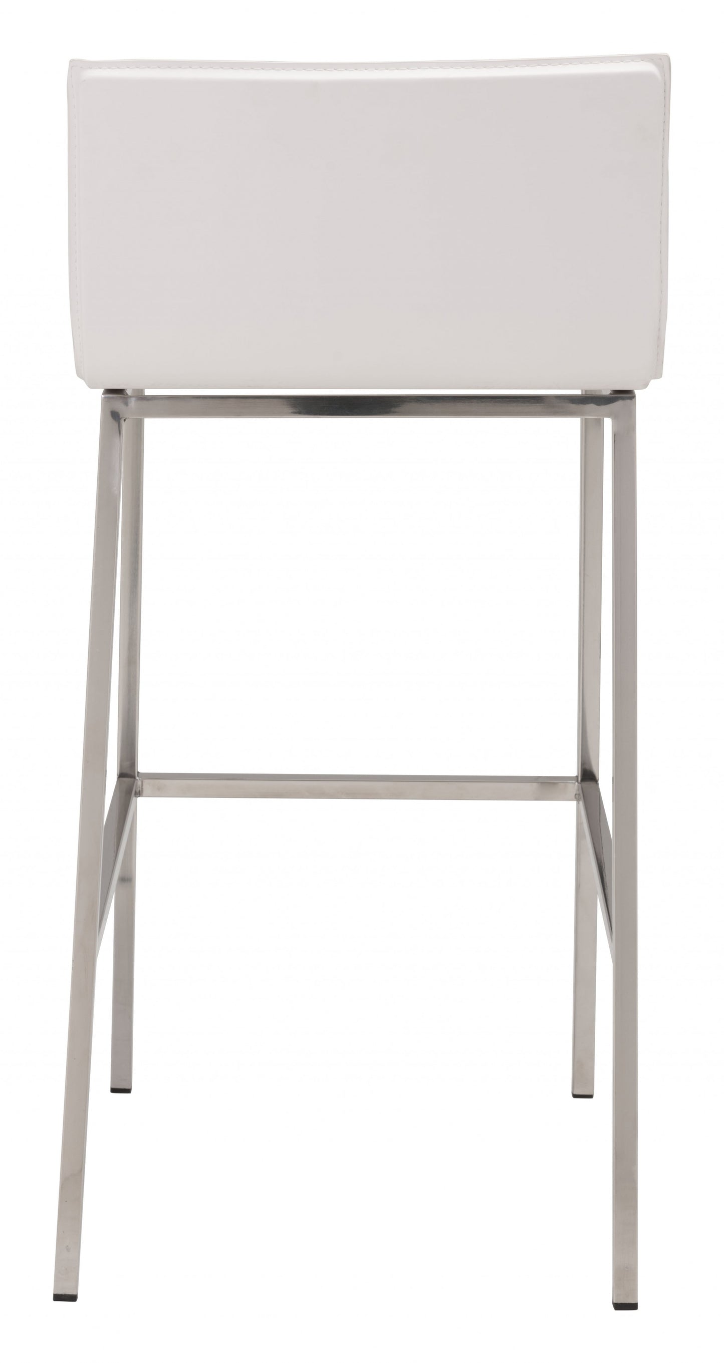 Set Of Two 39" White And Silver Steel Low Back Bar Height Chairs With Footrest By Homeroots | Bar Stools | Modishstore - 4
