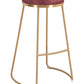 Set Of Two 31" Burgundy And Gold Steel Backless Bar Height Chairs With Footrest By Homeroots | Bar Stools | Modishstore