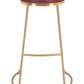 Set Of Two 31" Burgundy And Gold Steel Backless Bar Height Chairs With Footrest By Homeroots
