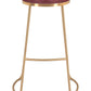 Set Of Two 31" Burgundy And Gold Steel Backless Bar Height Chairs With Footrest By Homeroots | Bar Stools | Modishstore - 3