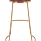 Set Of Two 31" Burgundy And Gold Steel Backless Bar Height Chairs With Footrest By Homeroots | Bar Stools | Modishstore - 4