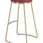 Set Of Two 31" Burgundy And Gold Steel Backless Bar Height Chairs With Footrest By Homeroots | Bar Stools | Modishstore - 5