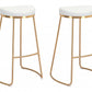 Set Of Two 31" White And Gold Steel Backless Bar Height Chairs With Footrest By Homeroots | Bar Stools | Modishstore - 5