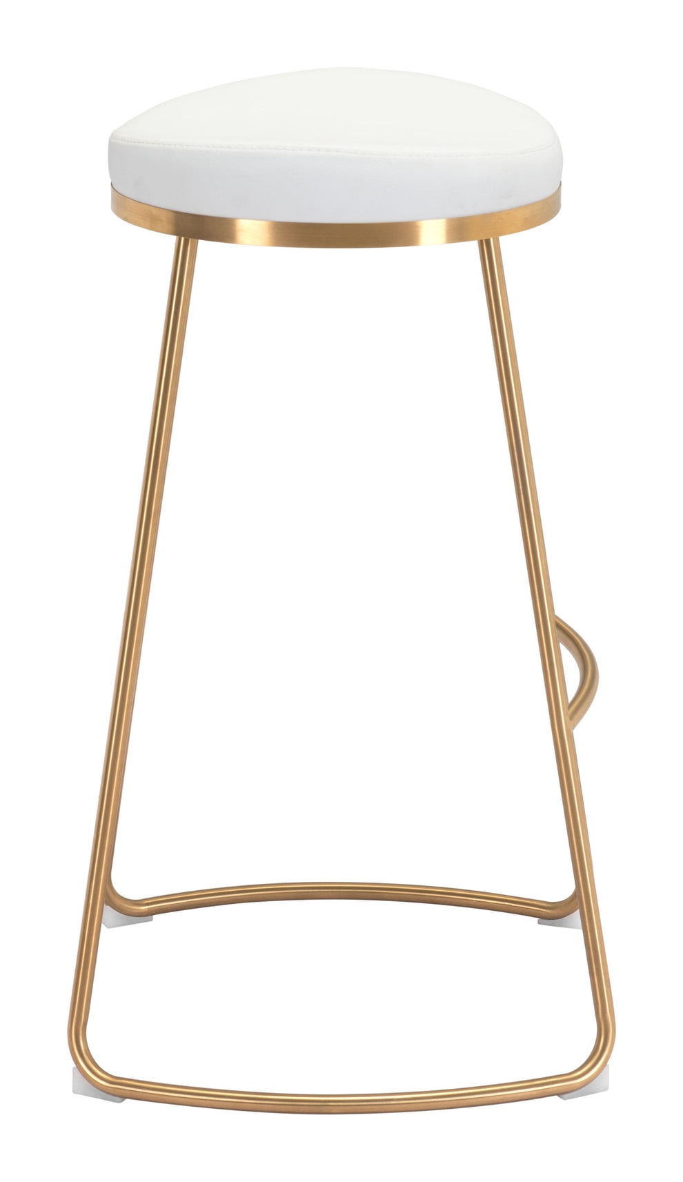 Set Of Two 31" White And Gold Steel Backless Bar Height Chairs With Footrest By Homeroots | Bar Stools | Modishstore - 2