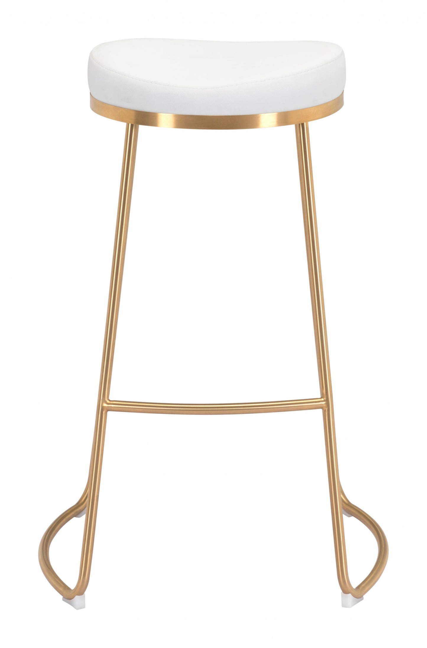 Set Of Two 31" White And Gold Steel Backless Bar Height Chairs With Footrest By Homeroots