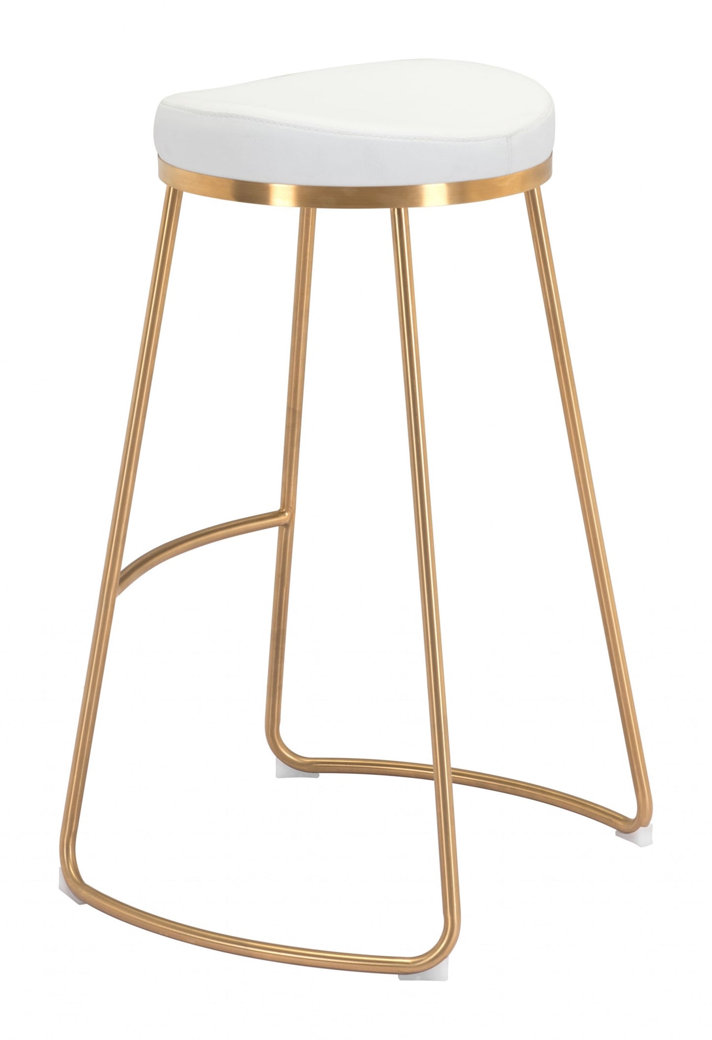 Set Of Two 31" White And Gold Steel Backless Bar Height Chairs With Footrest By Homeroots | Bar Stools | Modishstore - 4
