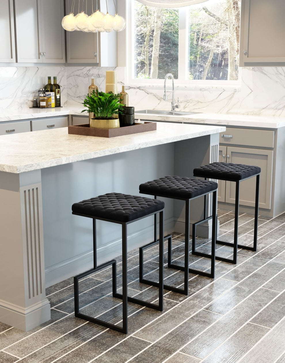 30" Black Steel Backless Bar Height Chair With Footrest By Homeroots | Bar Stools | Modishstore - 7