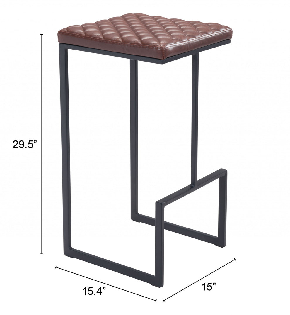 30" Brown And Black Steel Backless Bar Height Chair With Footrest By Homeroots | Bar Stools | Modishstore - 8