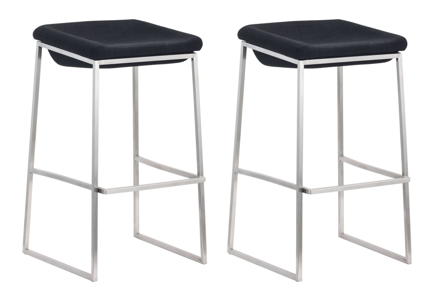 Set Of Two 30" Gray And Silver Steel Backless Bar Height Chairs With Footrest By Homeroots | Bar Stools | Modishstore - 5