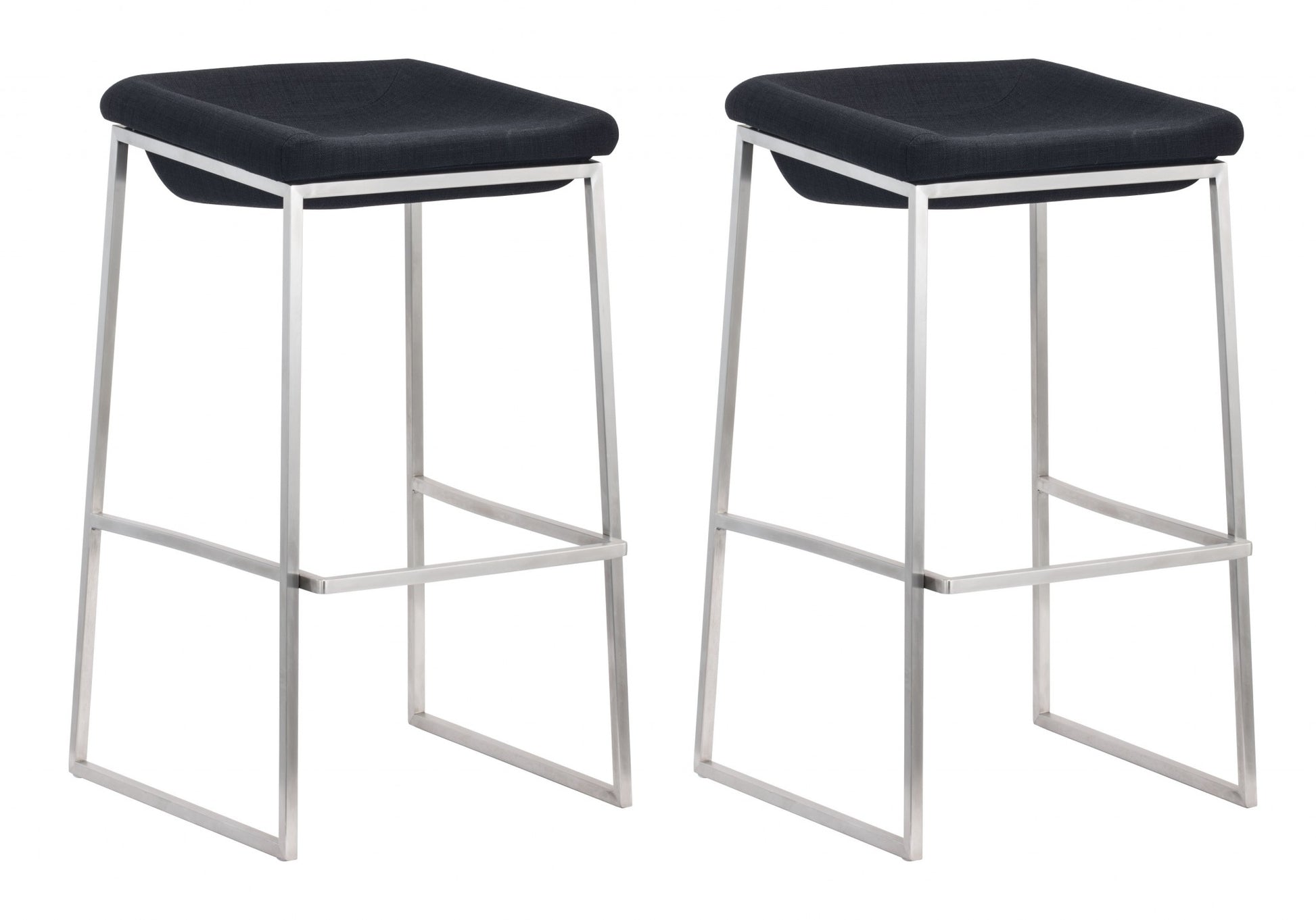 Set Of Two 30" Gray And Silver Steel Backless Bar Height Chairs With Footrest By Homeroots | Bar Stools | Modishstore - 5