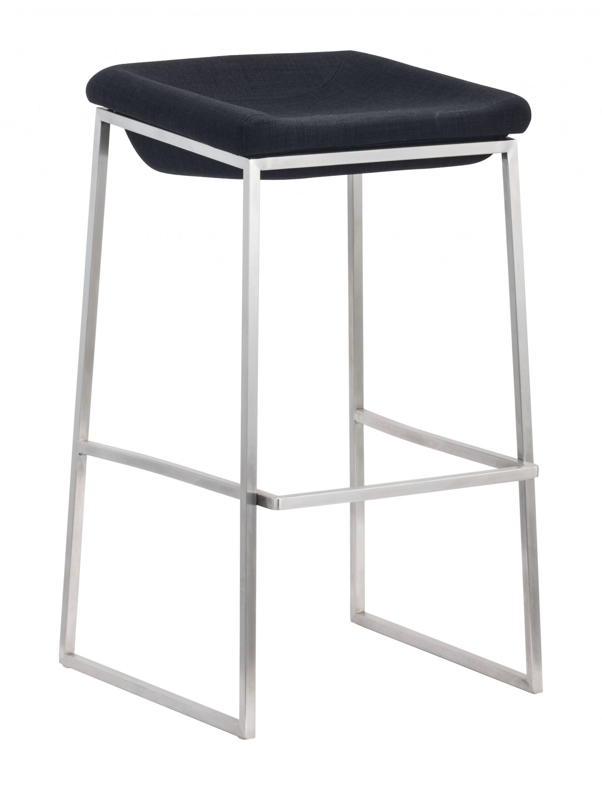 Set Of Two 30" Gray And Silver Steel Backless Bar Height Chairs With Footrest By Homeroots | Bar Stools | Modishstore