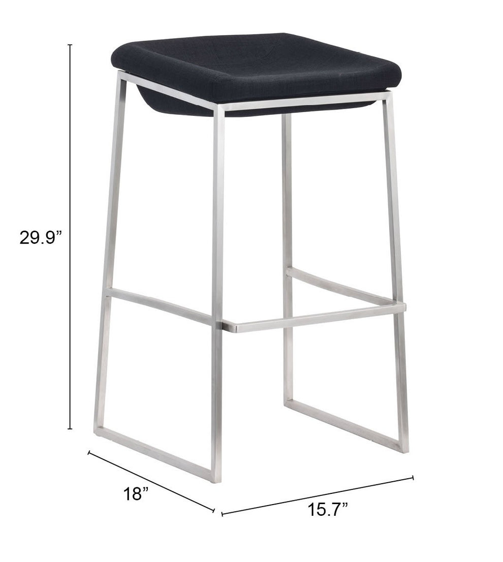 Set Of Two 30" Gray And Silver Steel Backless Bar Height Chairs With Footrest By Homeroots | Bar Stools | Modishstore - 6
