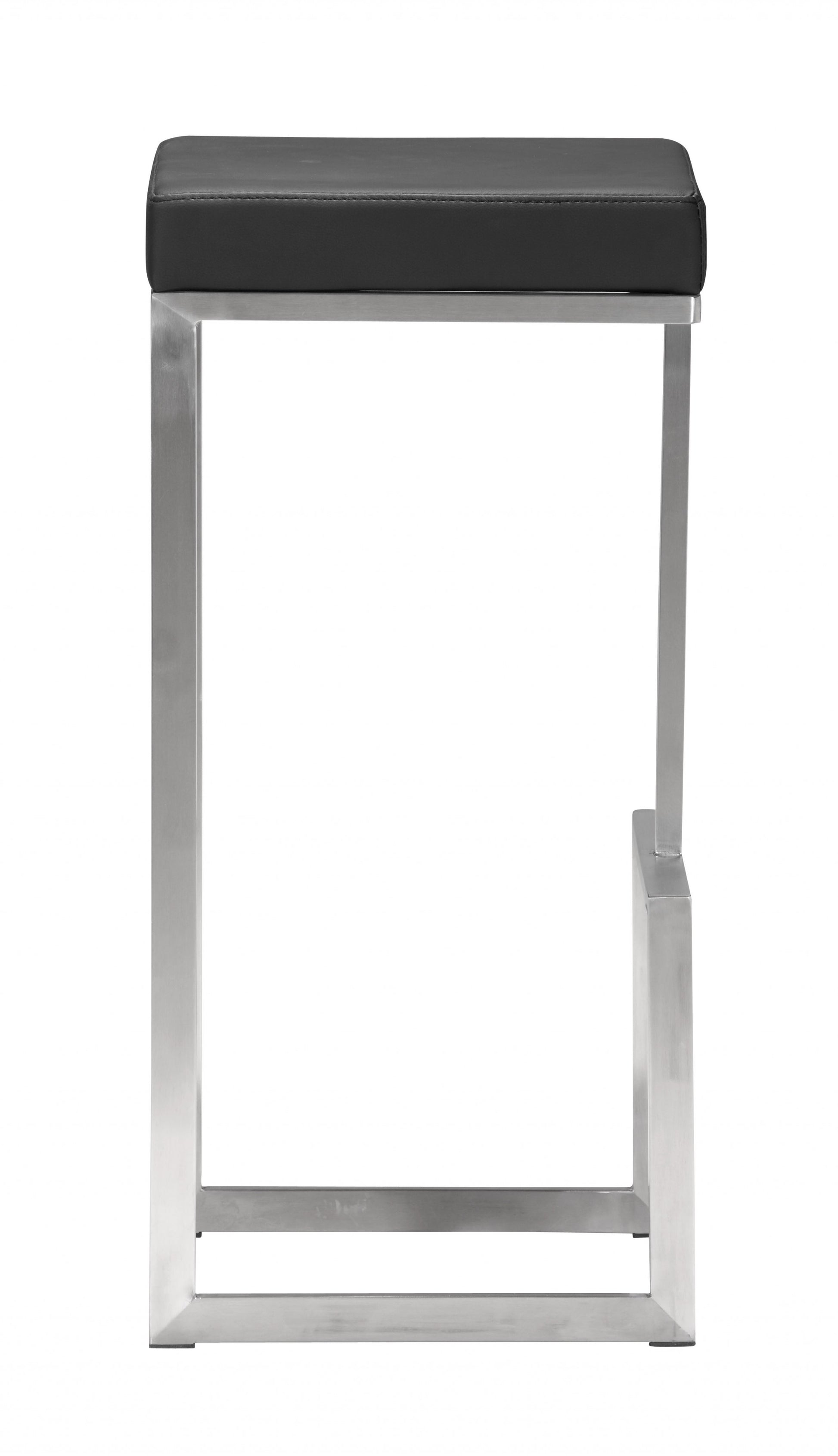 Set Of Two 30" Black And Silver Steel Backless Bar Height Chairs With Footrest By Homeroots | Bar Stools | Modishstore - 2